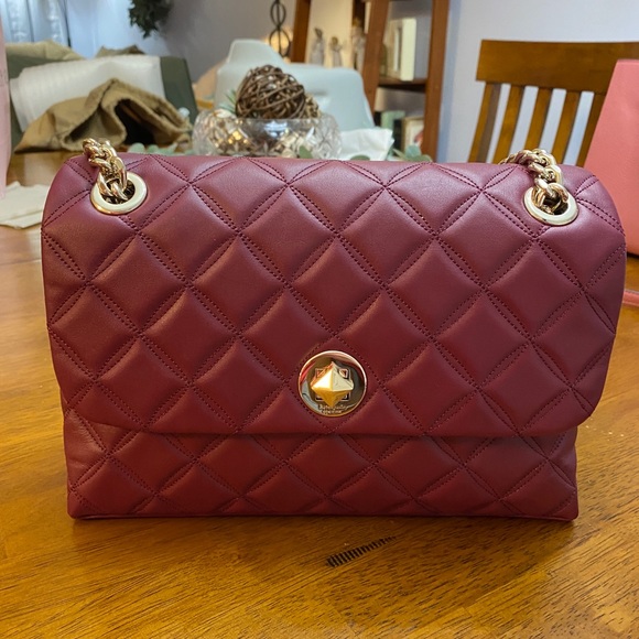 Maroon Quilted Kate Spade Crossbody - Picture 1 of 8